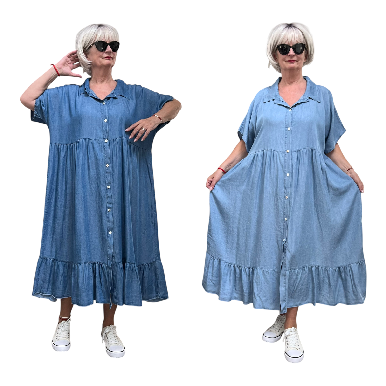 ITALIA MODA   jeans tencel jurk/hemd apart /in meerdere kleuren