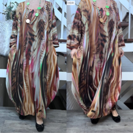 Giovani Collection oversized katoen tricot  A-lijn asymmetrische jurk stretch