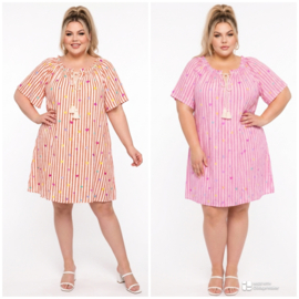 ITALIA MODA  oversized mousseline katoen jurk/in meerdere kleuren