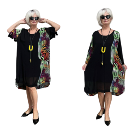 Ophilia viscose  jurk/tuniek /gevoerd/zwart