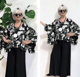 Naveed  oversized viscose jersey top zwart/wit