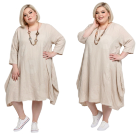 Moonshine katoen A-lijn jurk beige