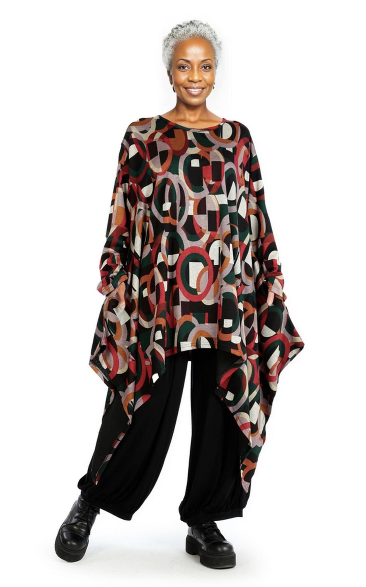AKH viscose asymmetrisch oversized jersey A-lijn tuniek/top met zakken apart stretch