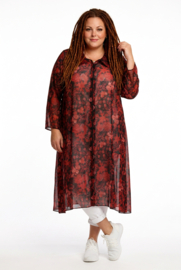 AKH oversized A-lijn chiffon tuniek/hemd/jurk met ritssluiting