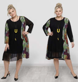 Ophilia viscose  jurk/tuniek /gevoerd/zwart