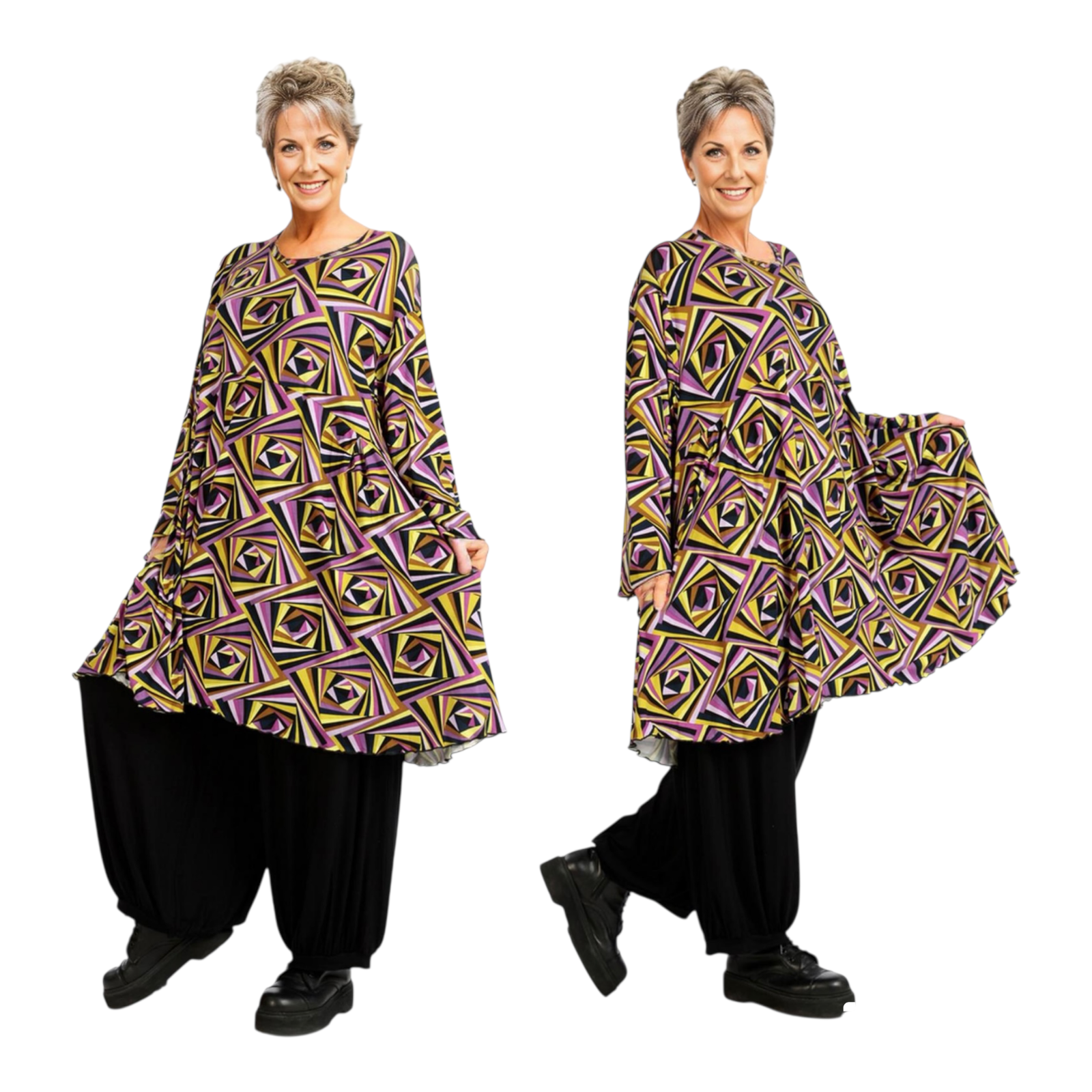 AKH oversized viscose tricot A-lijn tuniek  apart stretch