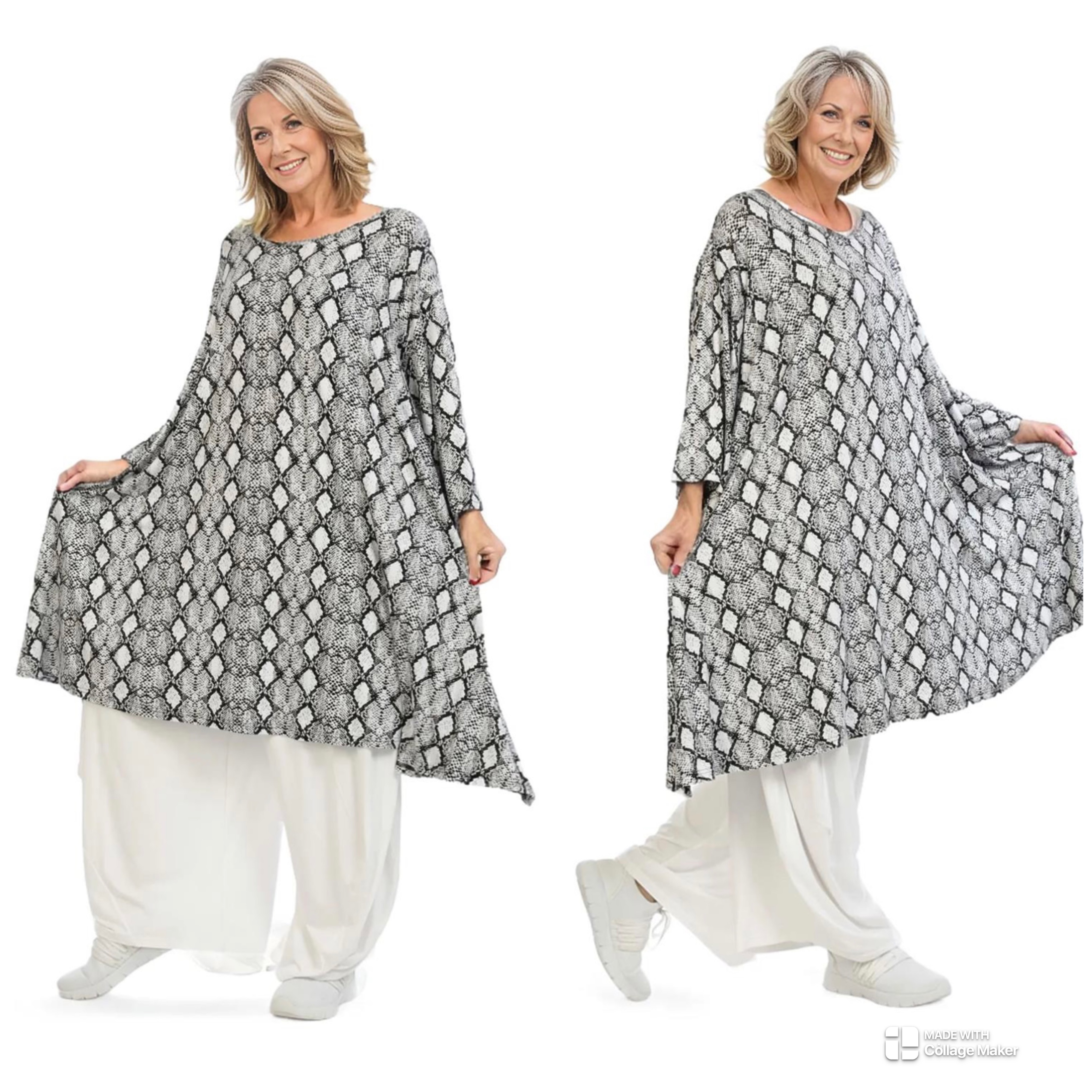 AKH oversized viscose A-lijn tuniek/jurk /apart/stretch