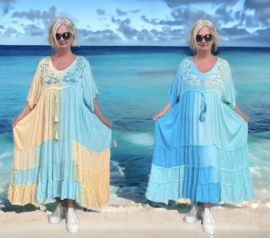 ITALIA oversized viscose geborduurde A-lijn BOHO jurk/in meerdere kleuren