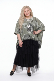 ITALIA MODA viscose tuniek/poncho met kant en ketting /stretch/meerdere kleuren