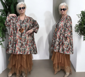 Cindy oversized katoen jersey tricot A-lijn tuniek/jurk met zakken apart stretch