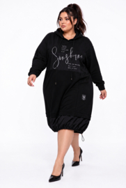 ITALIA MODA oversized katoen ballon jurk stretch zwart