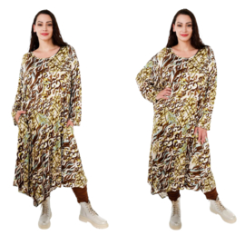 AKH oversized jersey viscose A-lijn jurk apart stretch