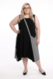 Naveed  viscose jersey A-lijn jurk stretch zwart/wit