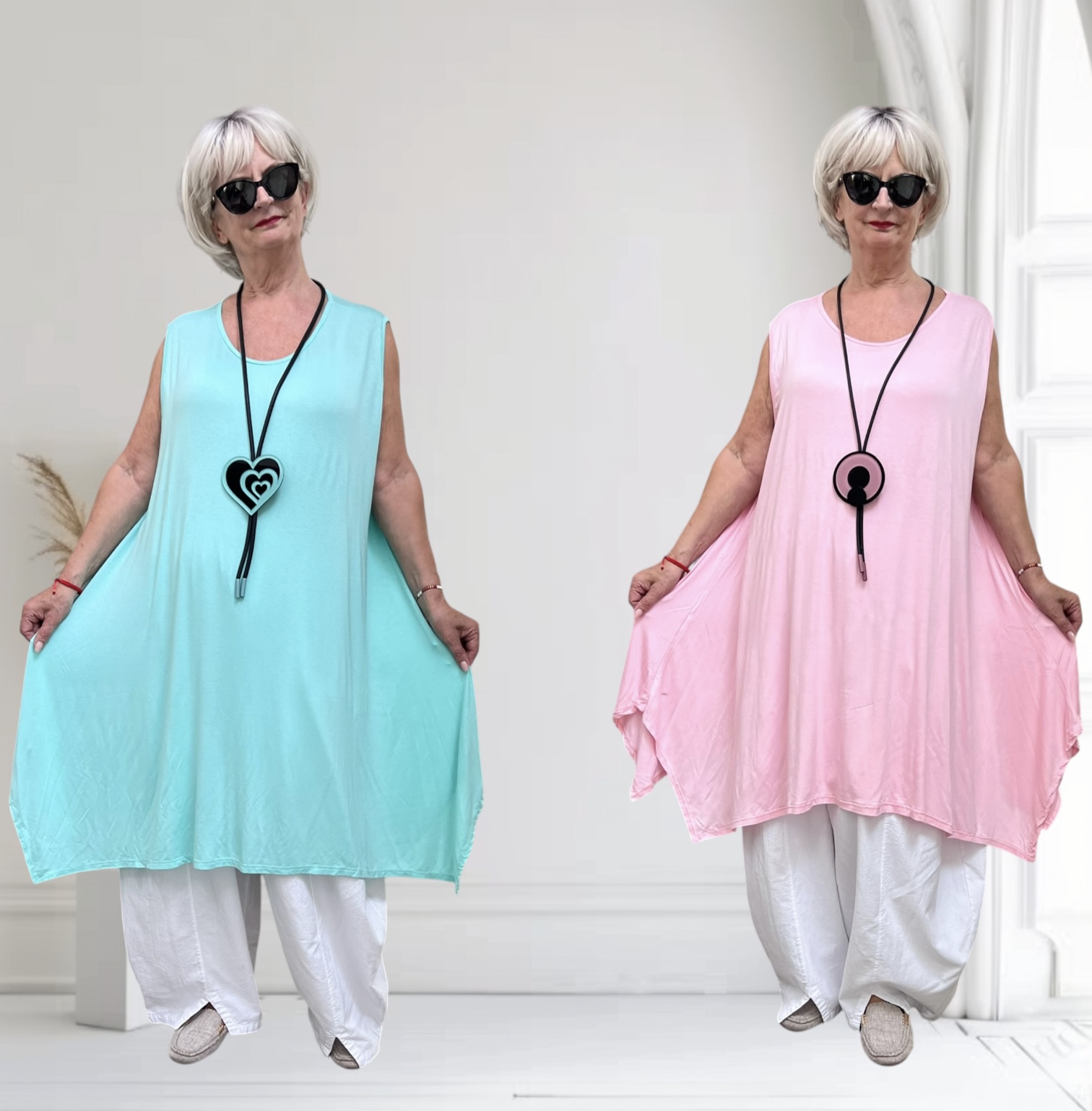 Moonshine jersey viscose  A-lijn tuniek stretch apart/in meerdere kleuren