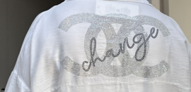 ITALIA oversized viscose A-lijn blouse/ hemd met steentjes