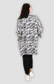 AKH oversized viscose tuniek/top zwart/wit  apart