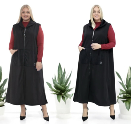 Divas planet oversized mouwloze  A-lijn blazer met ritssluiting zwart/strtech