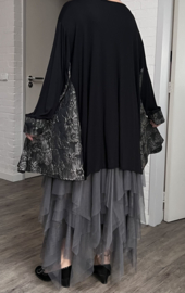 AKH oversized jersey viscose A-lijn tuniek apart  stretch zwart /in meerdere kleuren