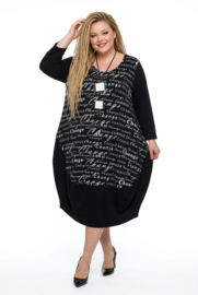 New Jersey viscose ballon jurk stretch zwart/wit