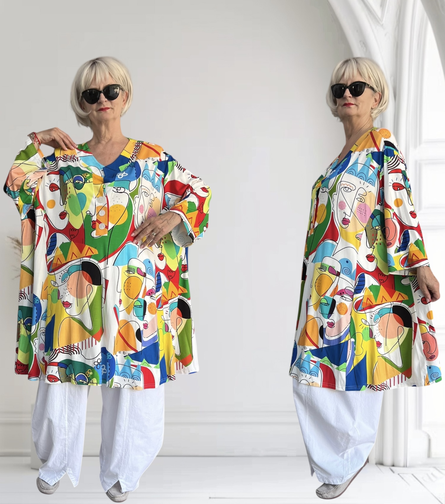 New Jersey oversized viscose A-lijn jurk/tuniek /extra wijd/ stretch
