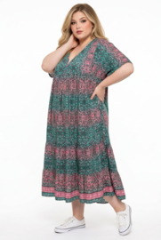 UNIDIVA viscose/zijde  A-lijn zomer jurk apart