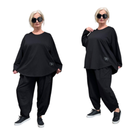 SASHA Noa jersey oversized katoen vrijetijdspak(top + broek) apart stretch zwart