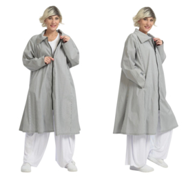 AKH katoen A-lijn zomer blouse /jas /blazer met ritssluiting grijs/wit /stretch