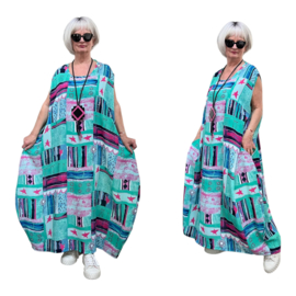 AKH oversized chique viscose  A-lijn  jurk apart/niet doorschijnend