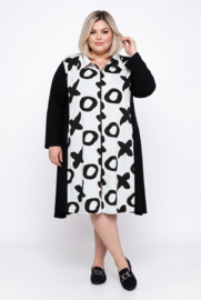 AKH oversized katoen mix A-lijn blazer stretch zwart/wit
