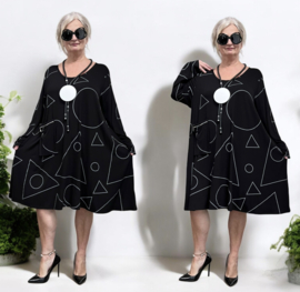 Naveed jersey viscose A-lijn jurk stretch zwart