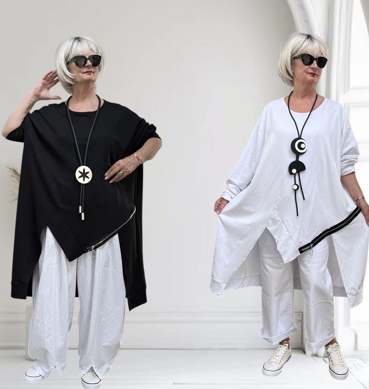 ITALIA MODA oversized katoen A-lijn tuniek stretch/in meerdere kleuren