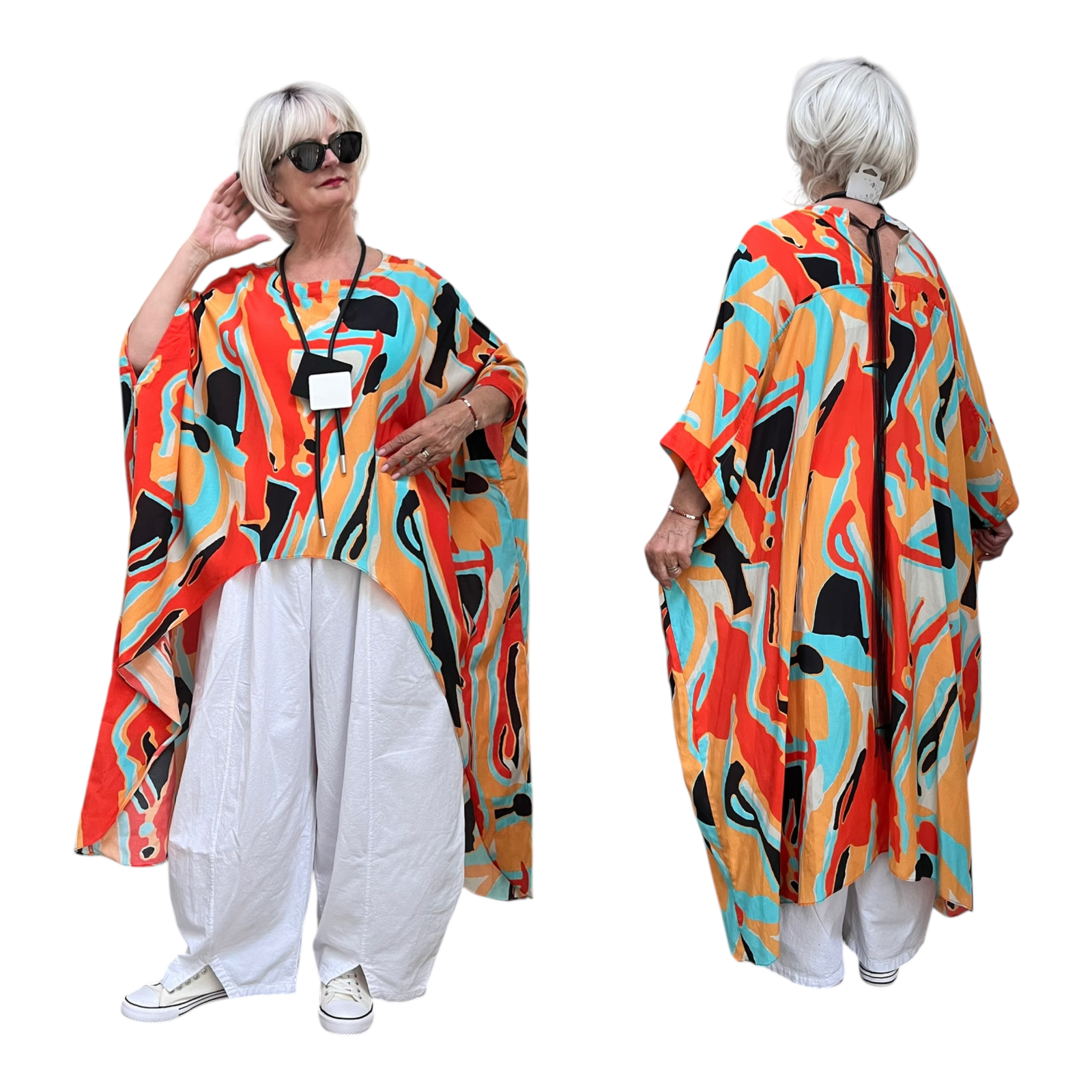BIZE oversized viscose/katoen tuniek