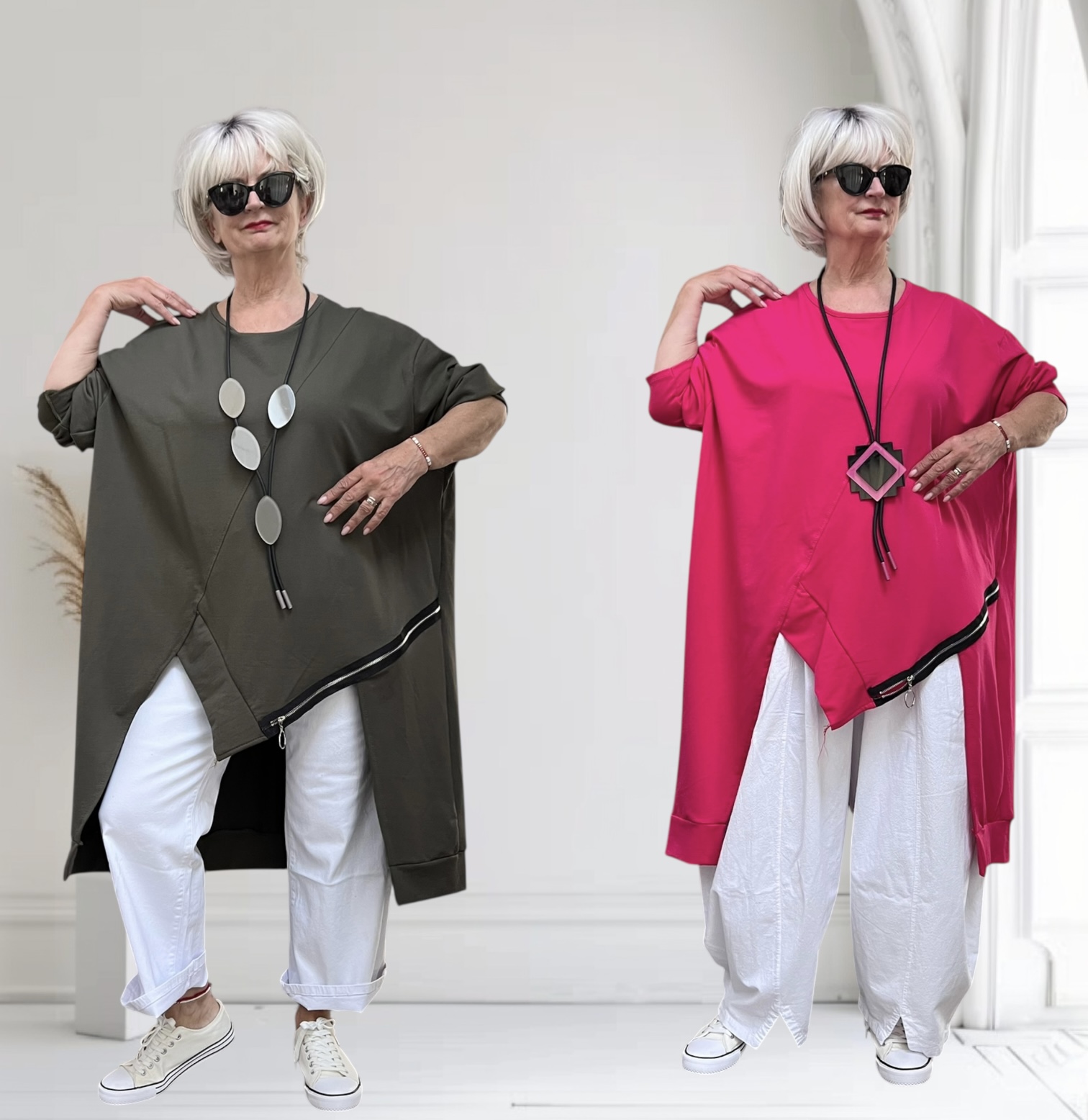 ITALIA MODA oversized katoen A-lijn tuniek stretch/in meerdere kleuren
