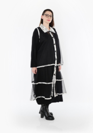 AKH oversized mouwloos vest/tuniek van stretch tule kwaliteit/zwart/wit