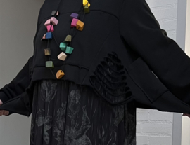 FlyOut  oversized jersey katoen viscose A-lijn jurk zwart stretch