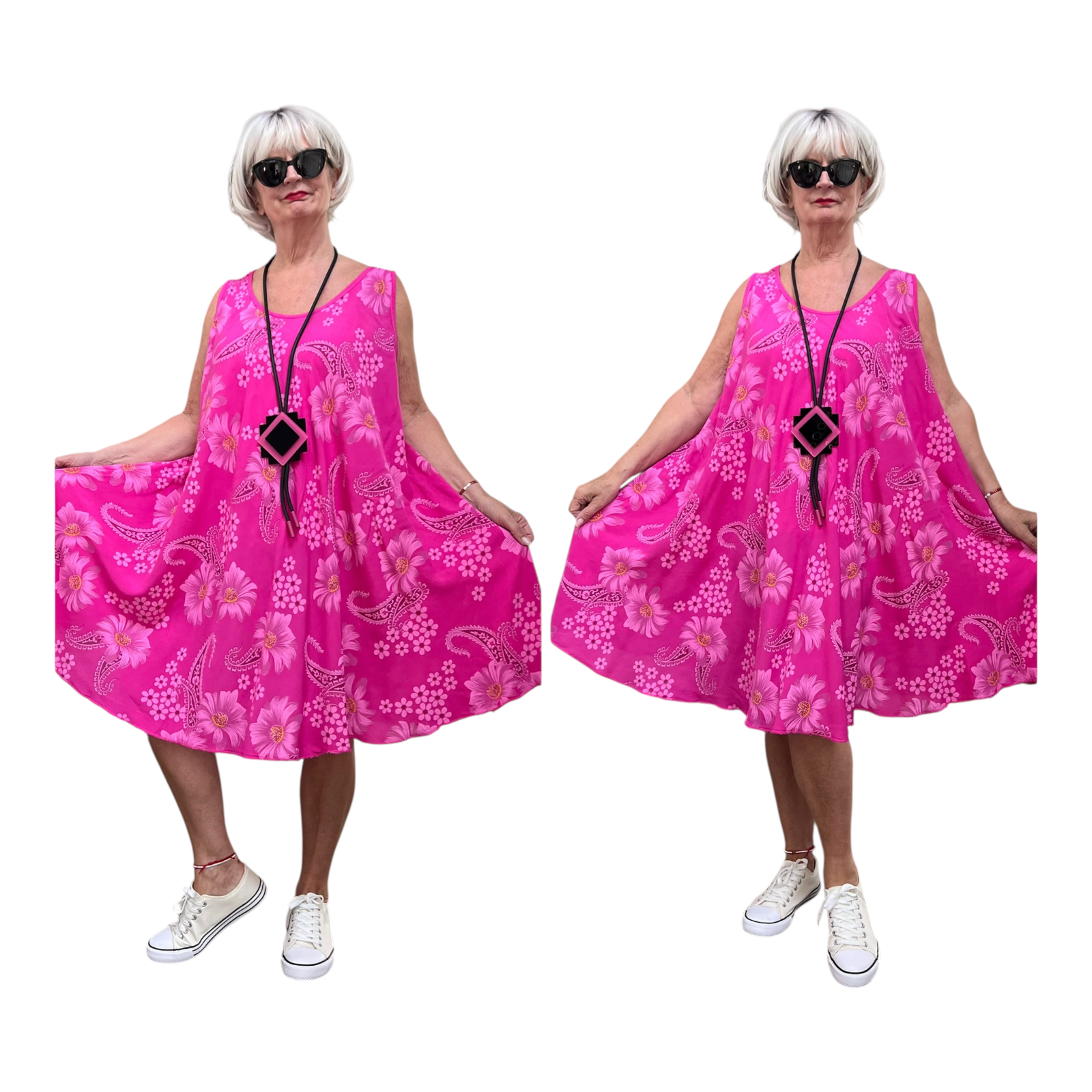 ITALIA oversized viscose A-lijn zomer jurk