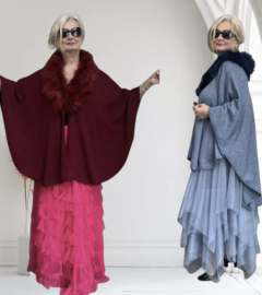 ITALIA MODA viscose omslagdoek/poncho/vest  met bont/in meerdere kleuren