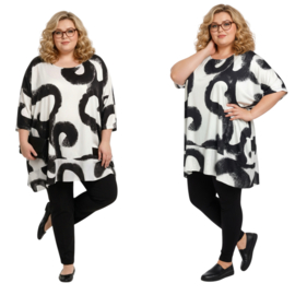 Vincenzo Allocca oversized A-lijn jurk apart stretch /wit/zwart