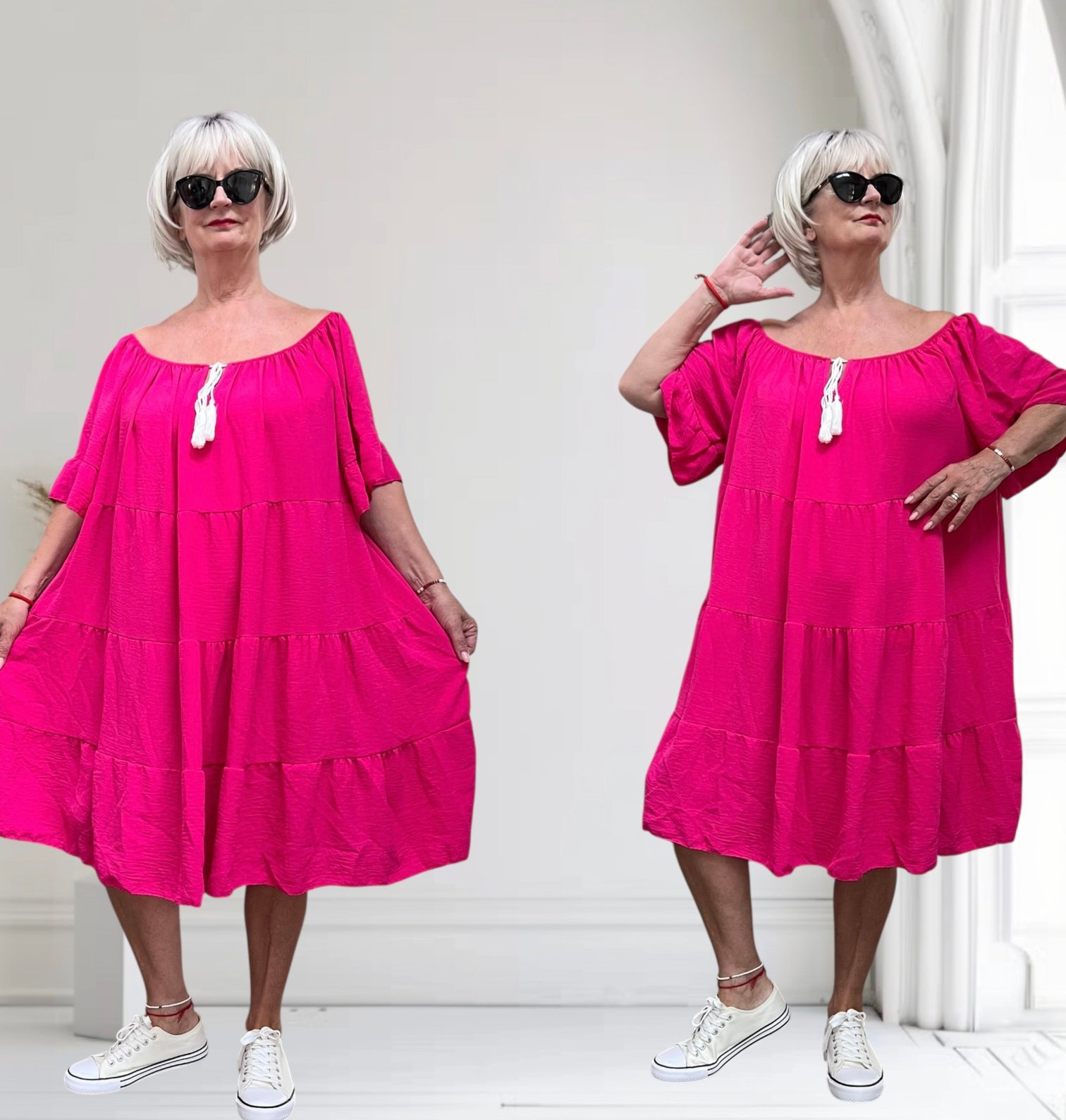 ITALIA oversized viscose A-lijn zomer jurk