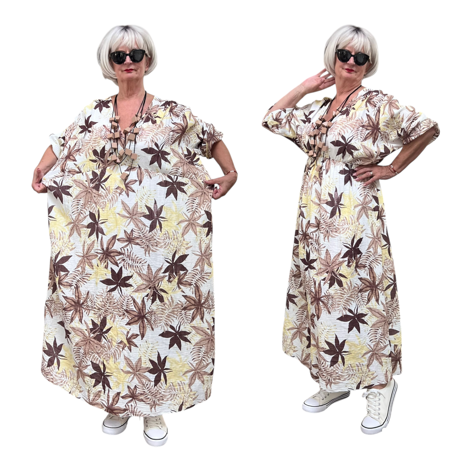 ITALIA MODA oversized katoen mousseline A-lijn jurk /in meerdere kleuren
