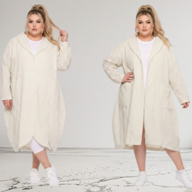 AKH viscose A-lijn zomer jas  stretch ecru/zwart