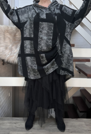 IZZY Style punta viscose A-lijn blazer/vest/jas grijs/zwart stretch
