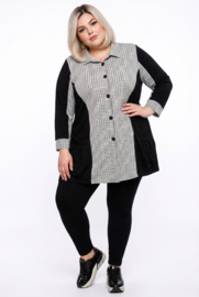 AKH oversized viscose jersey A-lijn blazer/vest apart/ stretch zwart/wit
