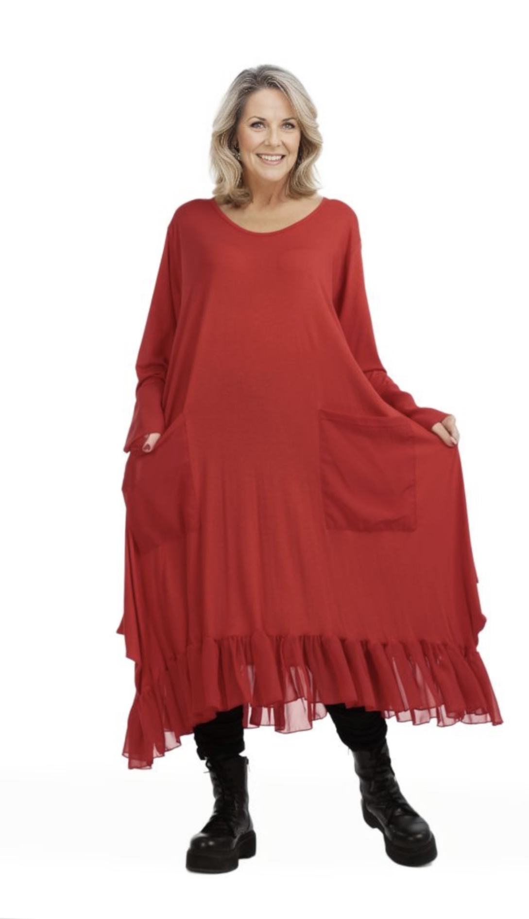 AKH viscose A-lijn jurk met chiffon stof apart stretch