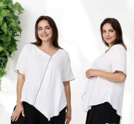 KEKOO design  oversized viscose  A-lijn top/tuniek wit/zwart