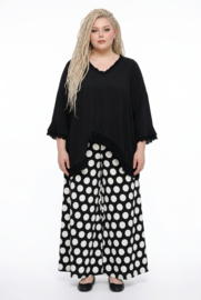 ITALY Mode jersey viscose  wijde broek apart /zeer rekbaar/zwart/wit