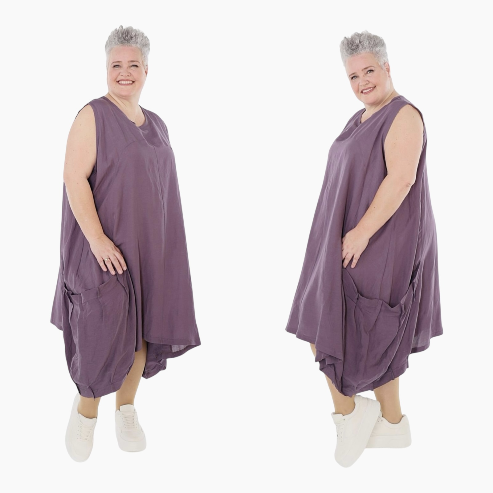 AKH oversized viscose/linnen  A-lijn jurk