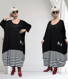 Vincenzo Allocca oversized katoen A-lijn jurk/aparte/stretch/zwart/wit