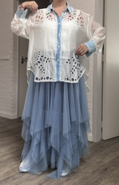 S.Woman oversized tencel/katoen blouse/hemd/geborduurd