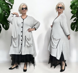 AKH gebreide oversized katoen A-lijn vest/blazer apart stretch